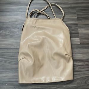 Tie back leather crop top